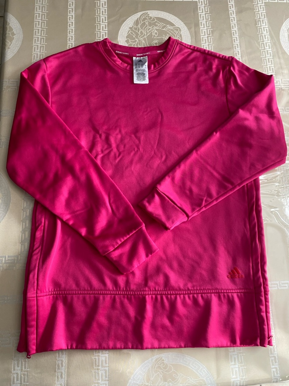 adidas Bright Pink Long Sleeve Crew Sweatshirt - Picture 1 of 10